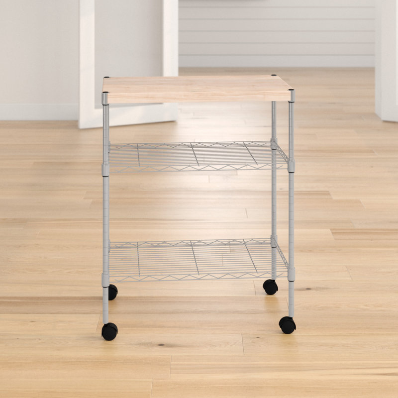 Wayfair Basics® Adjustable Kitchen Cart Manufactured Wood Top & Reviews